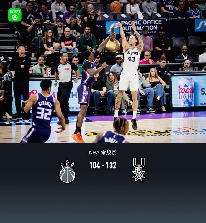 国王惨败马刺，雷诺砍32分难救主 文班亚马率队